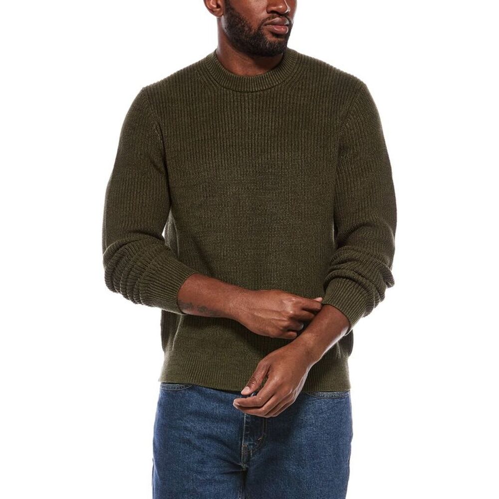 Madewell Mens  Marled Shaker Stitch Crewneck Sweater, Green